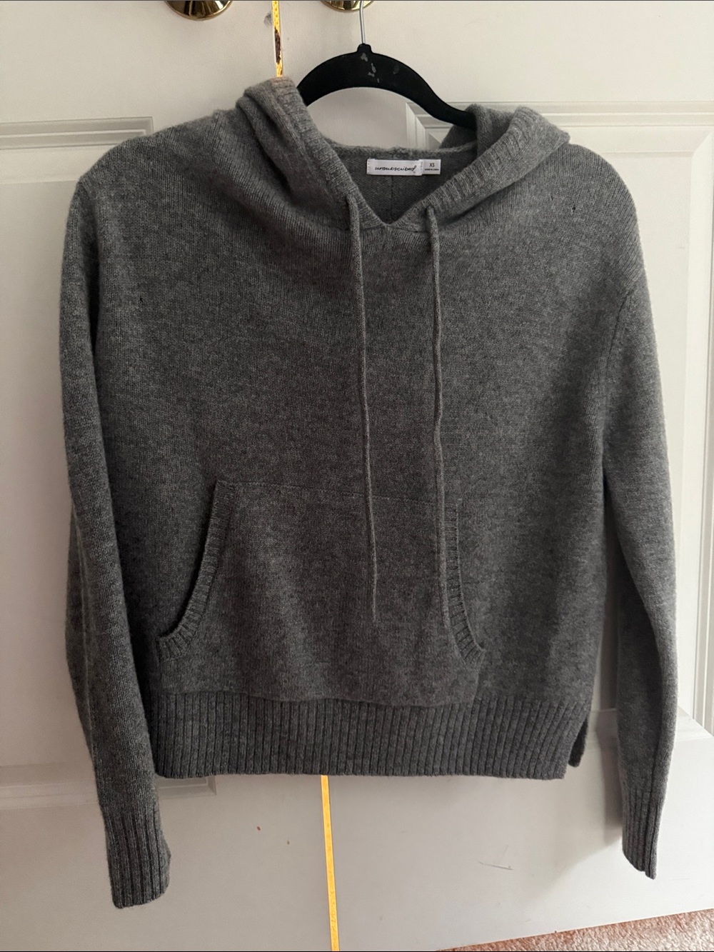 100% Cashmere Cozy Gray Hooded Knit Sweater